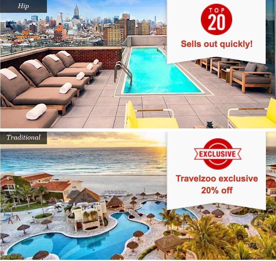 ¡Nuevo! Búsqueda de hoteles en Travelzoo:miles de hoteles cuidadosamente seleccionados, Beneficios exclusivos, Reserva fácil 